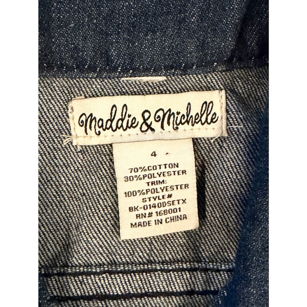 Maddie & Michelle Toddler Girls Lace Trim Denim Vest - Picture 3 of 3